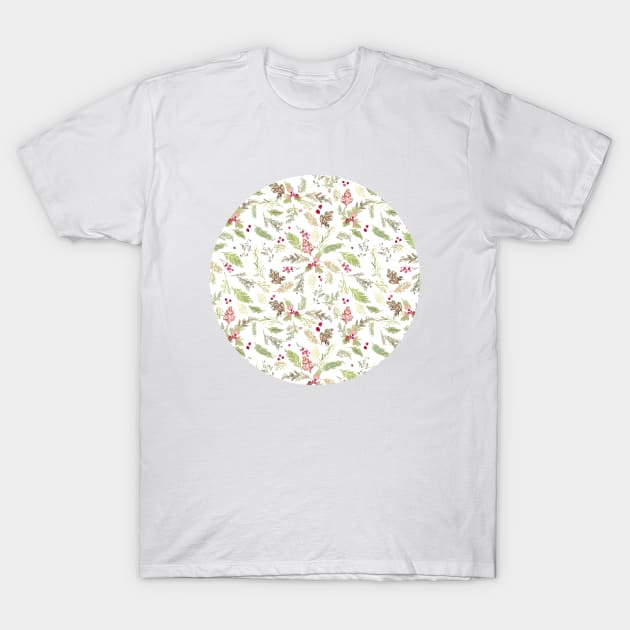 Christmas Loose Floral Watercolor T-Shirt by Harpleydesign